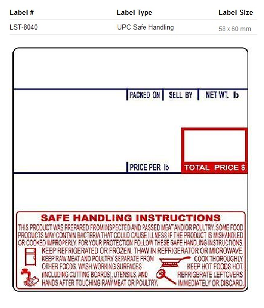 LST - 8040 - UPC with Safe Handling (58x60 MM) Lot of 50 Cases